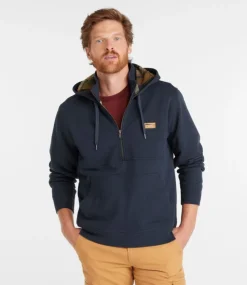 Sale L.L.Bean "Men's Katahdin Iron Works® Half-Zip Sweatshirt, Hooded, Flannel-Lined"