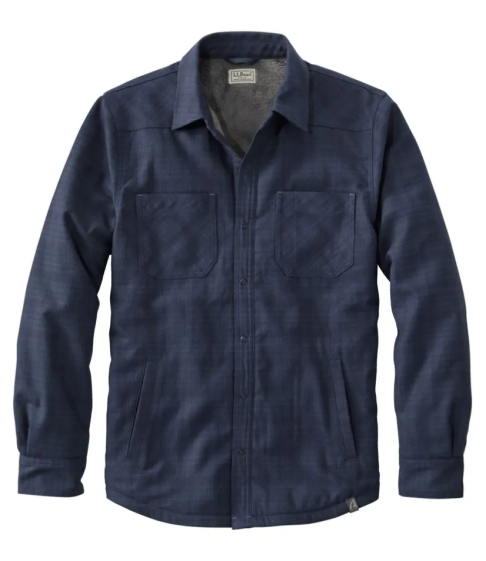 Store L.L.Bean "Men's Katahdin Performance Flannel Shirt-Jacket, Hi-Pile Fleece-Lined Solid" CarbonNavy