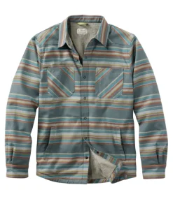 Best Sale L.L.Bean "Men's Katahdin Performance Flannel Shirt-Jacket, Hi-Pile Fleece-Lined Stripe" BalsamStripe