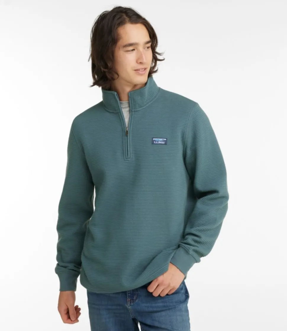 Outlet L.L.Bean "Men's Lakewashed Double-Knit Quarter-Zip Pullover"