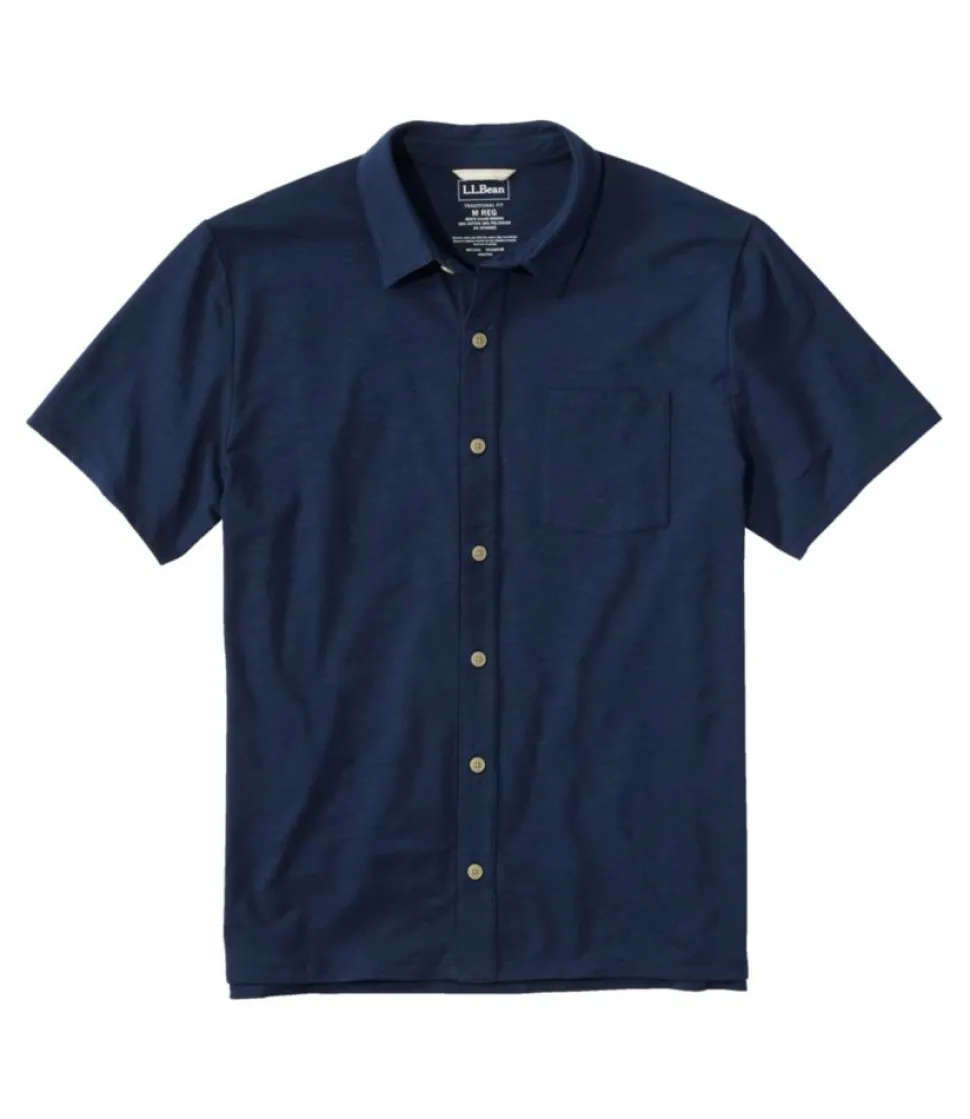 Best Sale L.L.Bean "Men's Lakewashed Performance Shirts, Button-Front Shirt, Short-Sleeve"