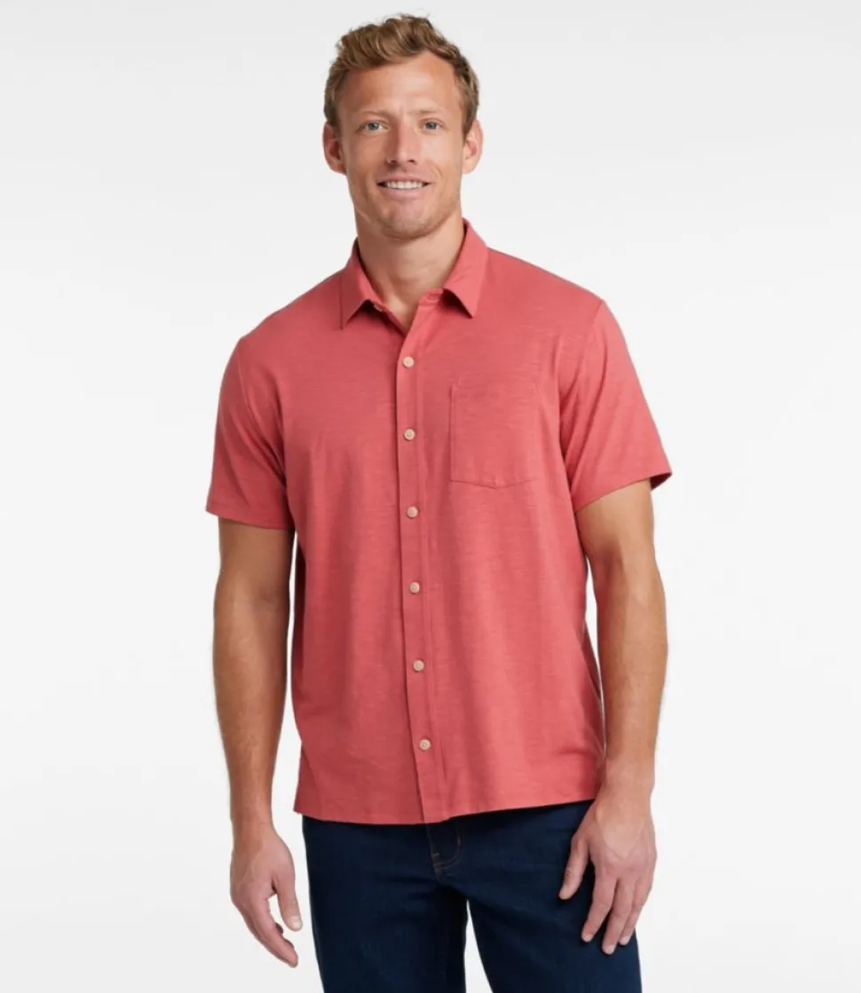 Best Sale L.L.Bean "Men's Lakewashed Performance Shirts, Button-Front Shirt, Short-Sleeve"