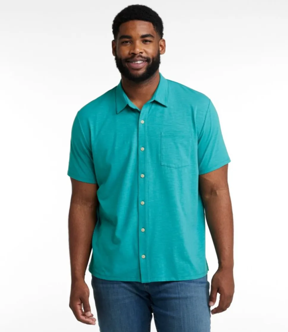 Best Sale L.L.Bean "Men's Lakewashed Performance Shirts, Button-Front Shirt, Short-Sleeve"