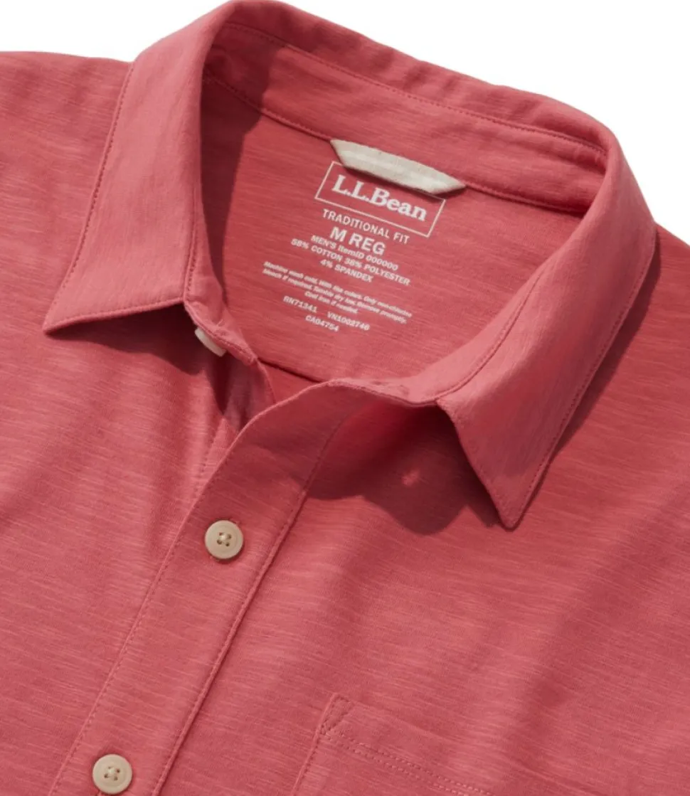 Best Sale L.L.Bean "Men's Lakewashed Performance Shirts, Button-Front Shirt, Short-Sleeve"