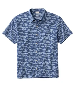 Clearance L.L.Bean "Men's Lakewashed Performance Shirts, Button-Front Shirt, Short-Sleeve, Print"