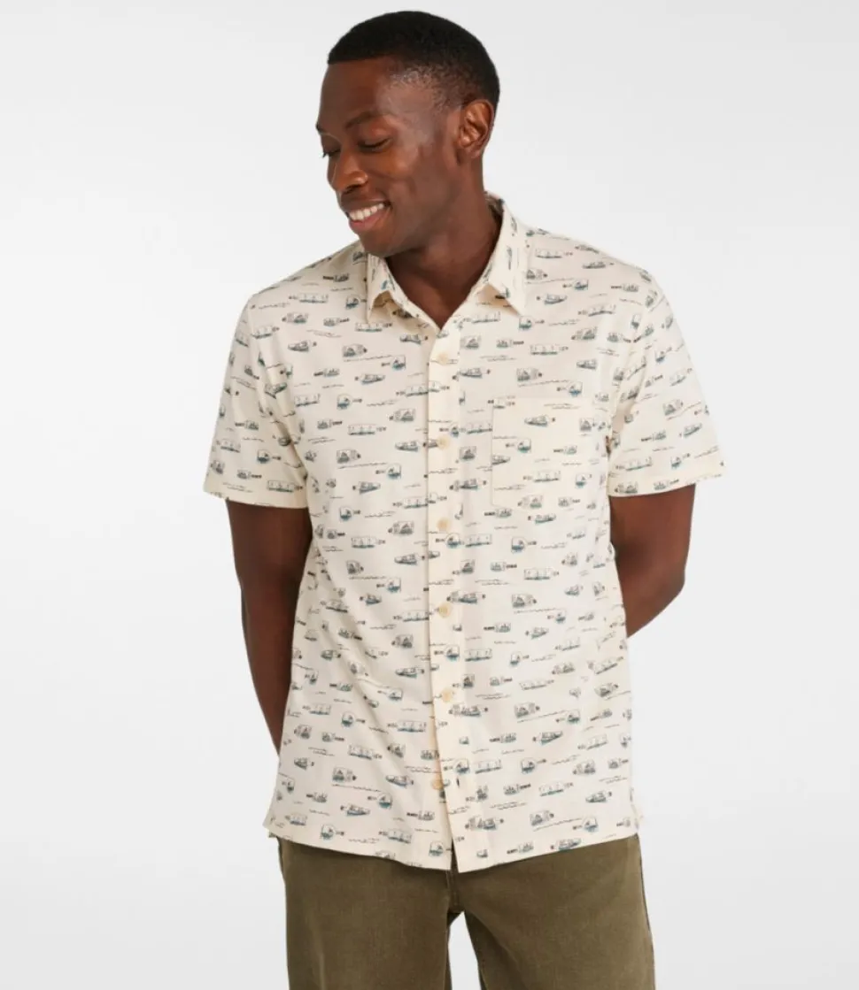 Clearance L.L.Bean "Men's Lakewashed Performance Shirts, Button-Front Shirt, Short-Sleeve, Print"