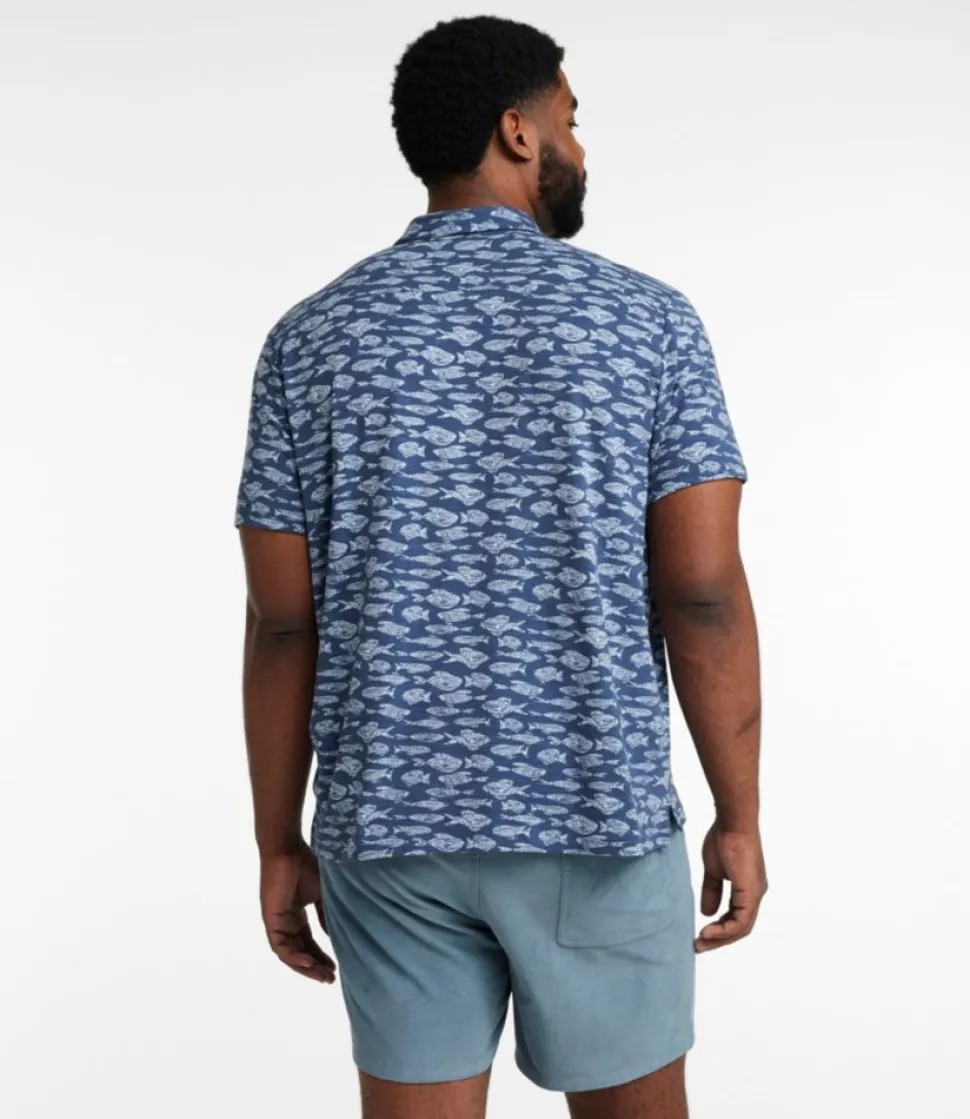 Clearance L.L.Bean "Men's Lakewashed Performance Shirts, Button-Front Shirt, Short-Sleeve, Print"