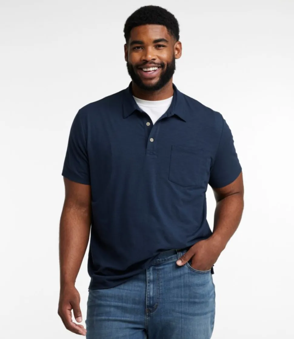 Best Sale L.L.Bean "Men's Lakewashed Performance Polo, Short-Sleeve" ChalkBlue