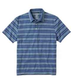 Discount L.L.Bean "Men's Lakewashed Performance Polo, Short-Sleeve, Stripe" BrightMariner