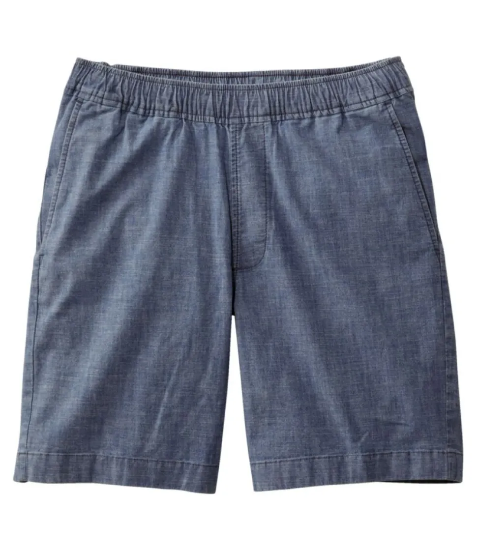 Cheap L.L.Bean "Men's Lakewashed® Stretch Shorts, Pull-On, Chambray, 8"" DarkChambray