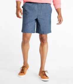 Cheap L.L.Bean "Men's Lakewashed® Stretch Shorts, Pull-On, Chambray, 8"" DarkChambray