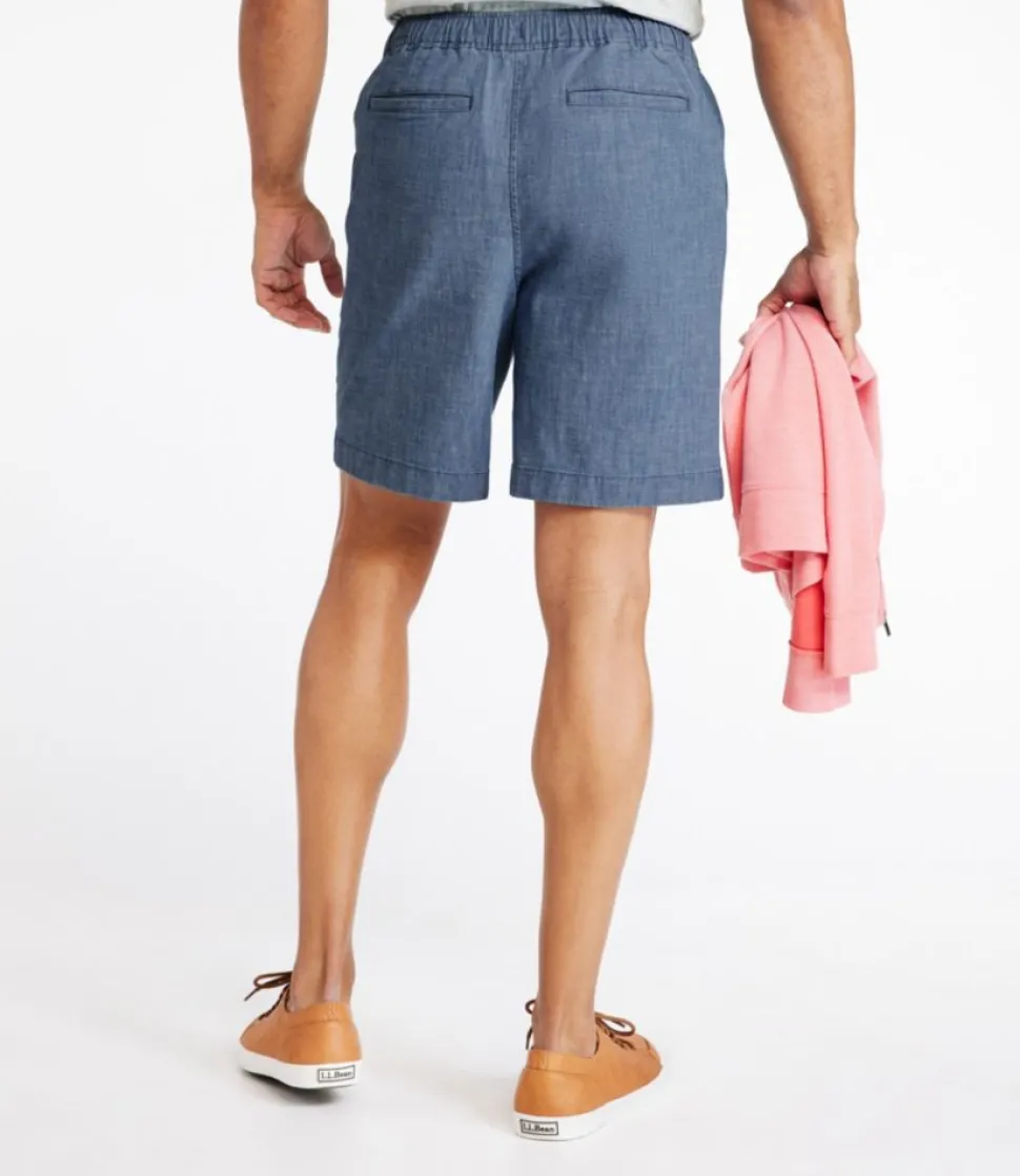 Cheap L.L.Bean "Men's Lakewashed® Stretch Shorts, Pull-On, Chambray, 8"" DarkChambray