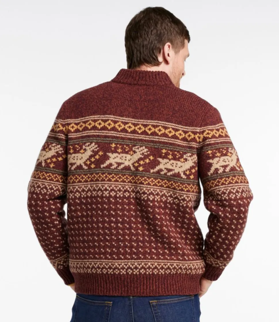 Shop L.L.Bean "Men's Classic Ragg Wool Fair Isle Henley Sweater" BurgundyBrown