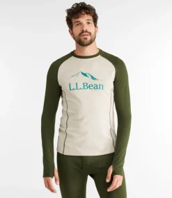 Fashion L.L.Bean "Men's Heavyweight Base Layer Crew, Long-Sleeve Graphic" ForestShade