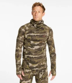 New L.L.Bean "Men's Heavyweight Base Layer Hoodie, Print" KelpGreenCamo