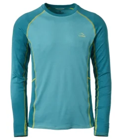 Best L.L.Bean "Men's Midweight Base Layer Crew, Long-Sleeve Color Block" MallardTeal