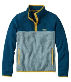 Hot L.L.Bean "Men's Sweater Fleece Pullover, Colorblock" DarkMarineBlue/CadetBlue