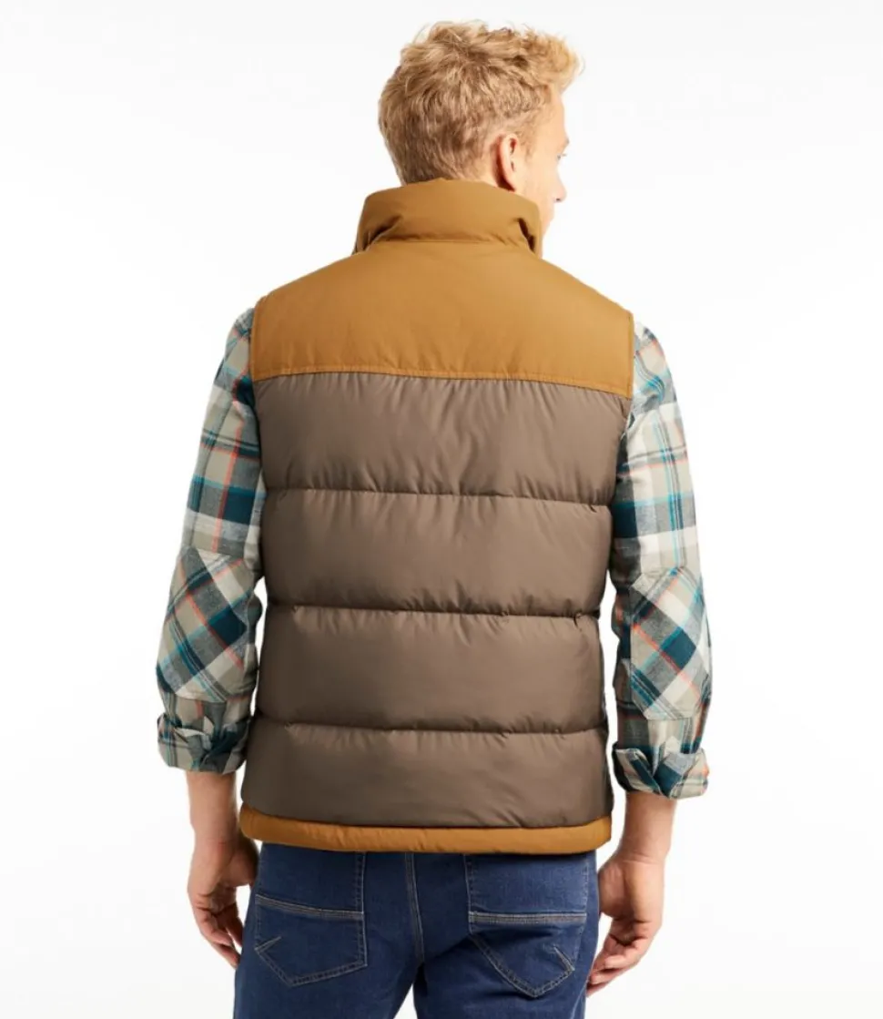 New L.L.Bean "Men's Mountain Classic Down Vest, Colorblock" DarkCinder/Saddle