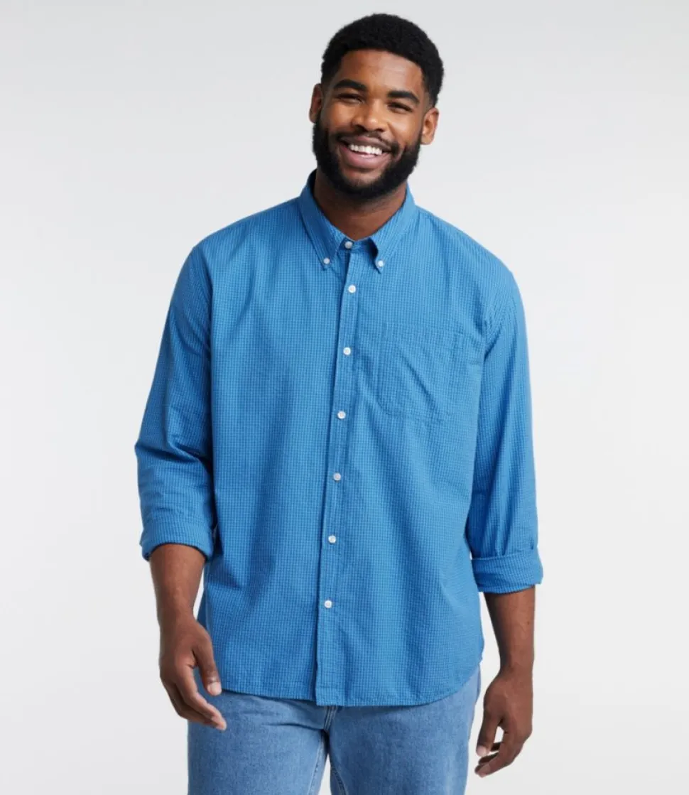 Clearance L.L.Bean "Men's Organic Cotton Seersucker Shirt, Long-Sleeve, Traditional Fit, Plaid"