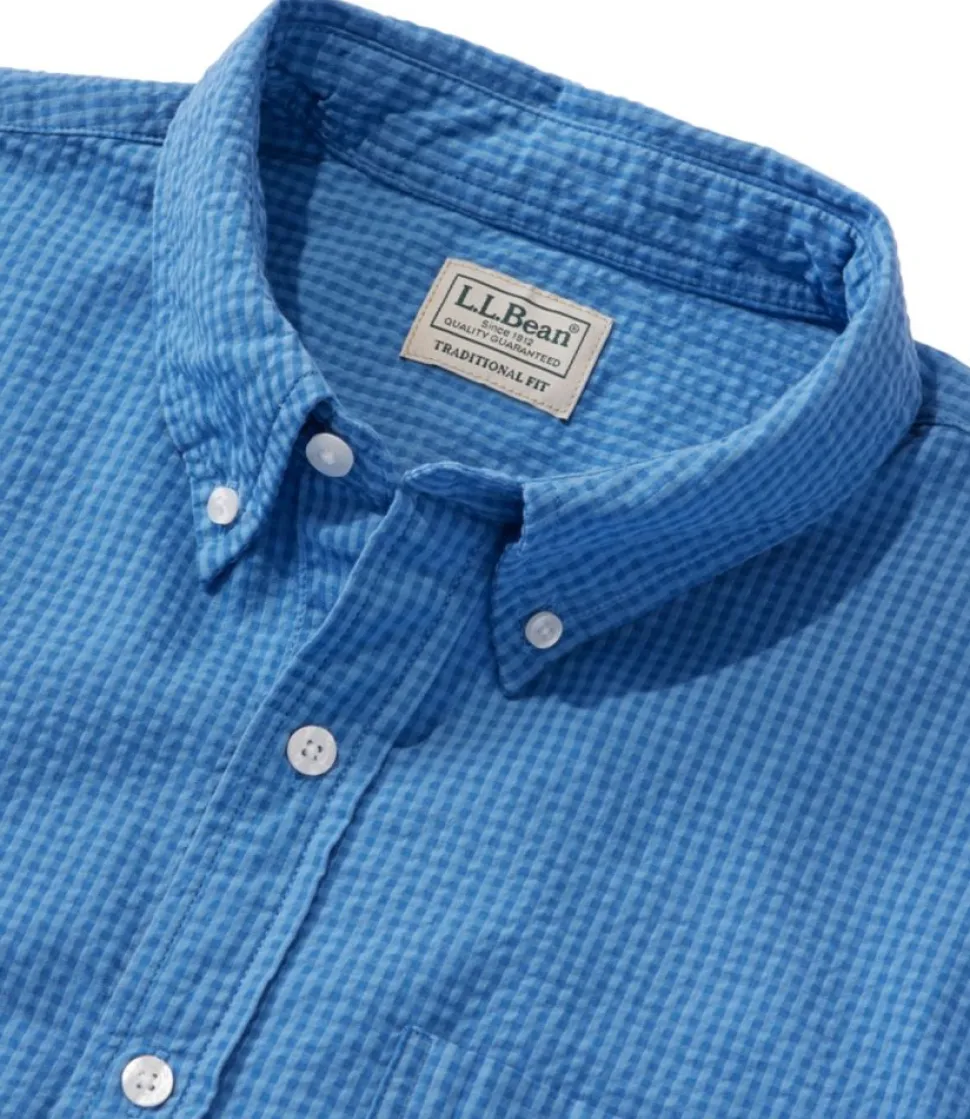 Clearance L.L.Bean "Men's Organic Cotton Seersucker Shirt, Long-Sleeve, Traditional Fit, Plaid"