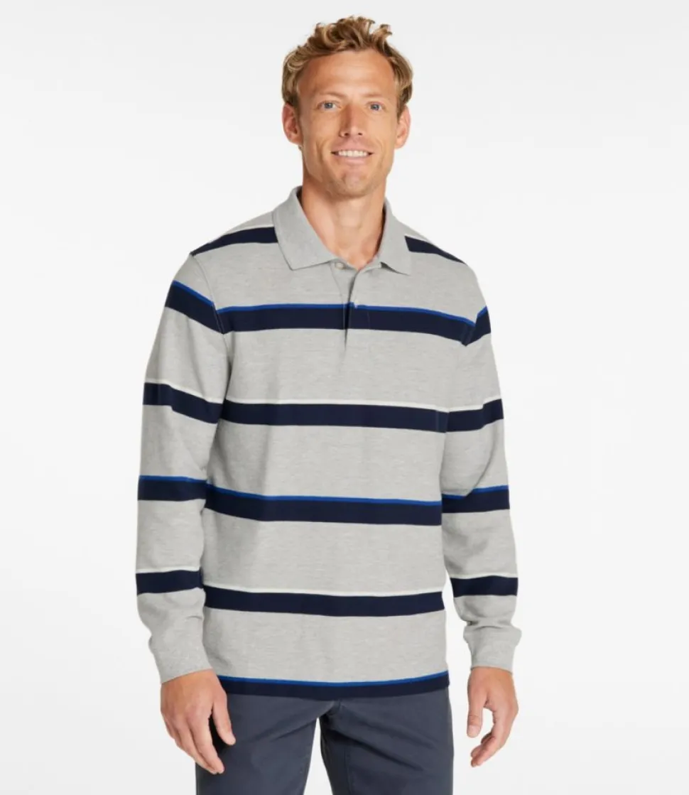 Flash Sale L.L.Bean "Men's Premium Double L® Polo, Long-Sleeve Without Pocket, Stripe" DeepGreen
