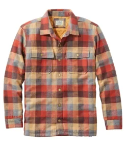 Flash Sale L.L.Bean "Men's PrimaLoft Lined Chamois Shirt Jac, Traditional Untucked Fit, Plaid"