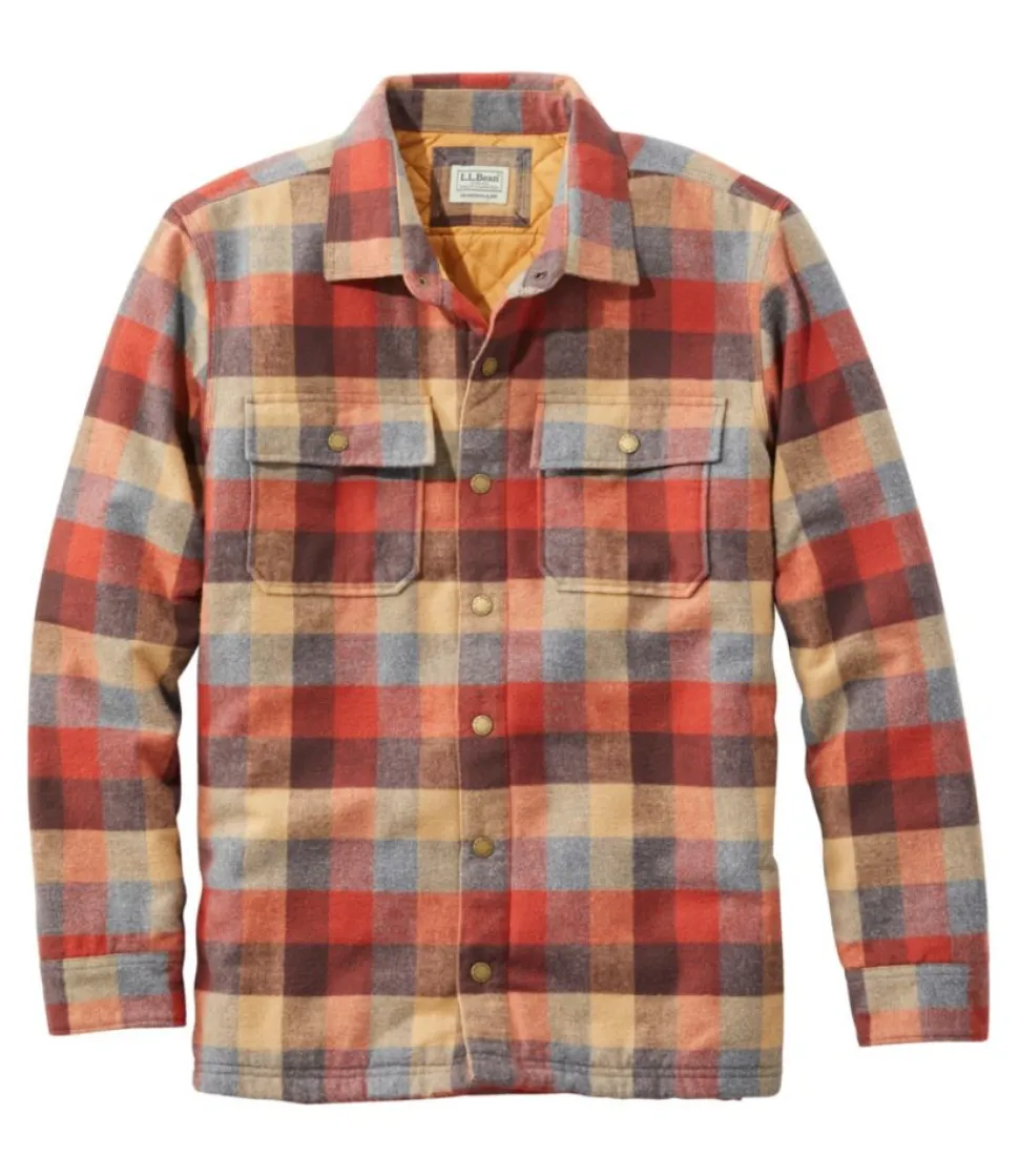 Flash Sale L.L.Bean "Men's PrimaLoft Lined Chamois Shirt Jac, Traditional Untucked Fit, Plaid"