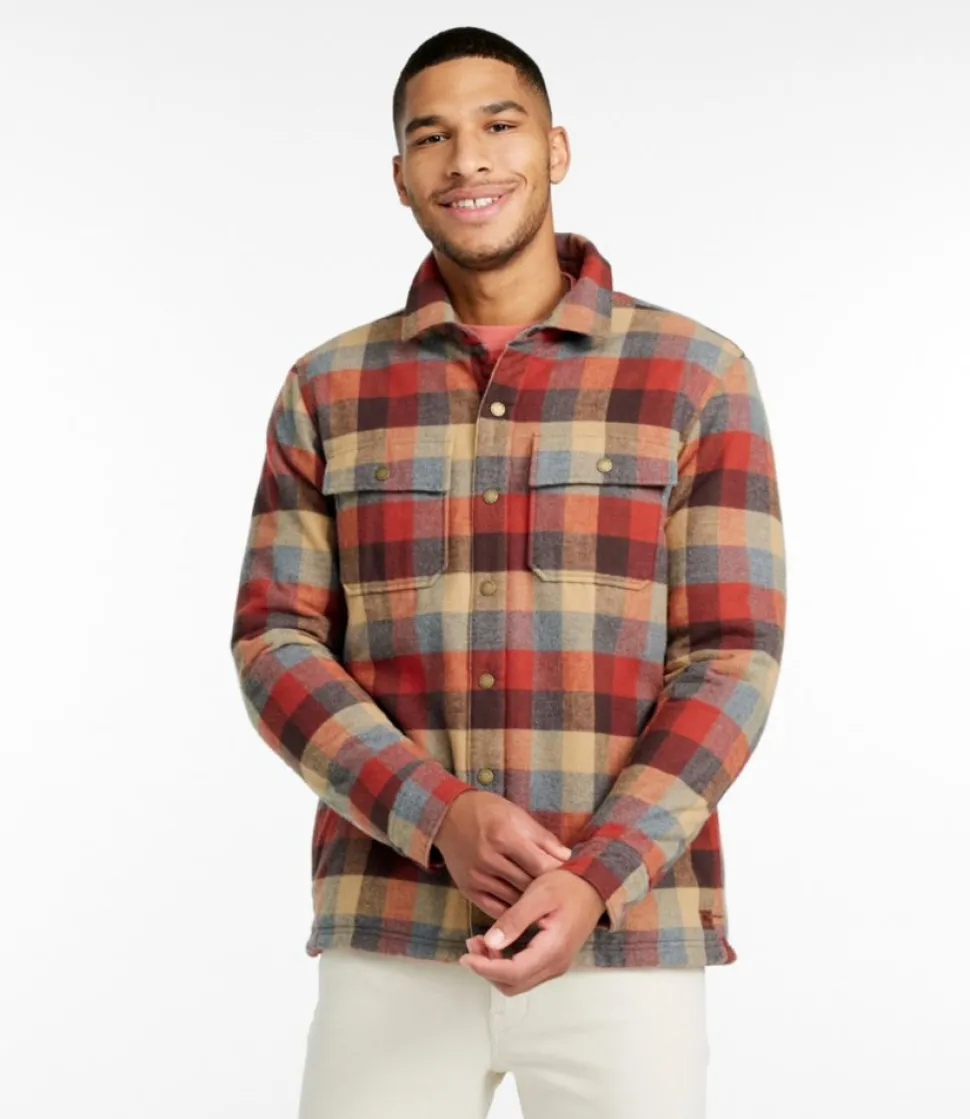 Flash Sale L.L.Bean "Men's PrimaLoft Lined Chamois Shirt Jac, Traditional Untucked Fit, Plaid"