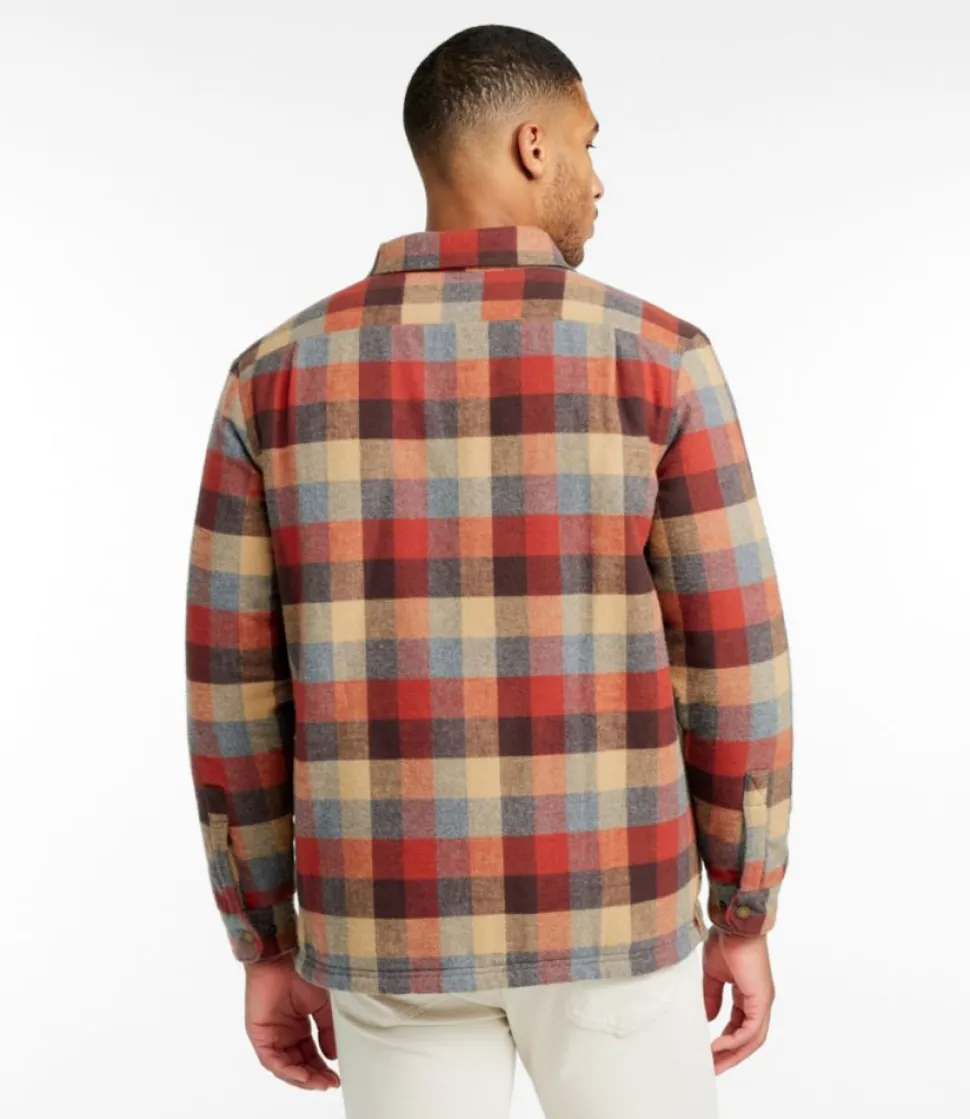 Flash Sale L.L.Bean "Men's PrimaLoft Lined Chamois Shirt Jac, Traditional Untucked Fit, Plaid"