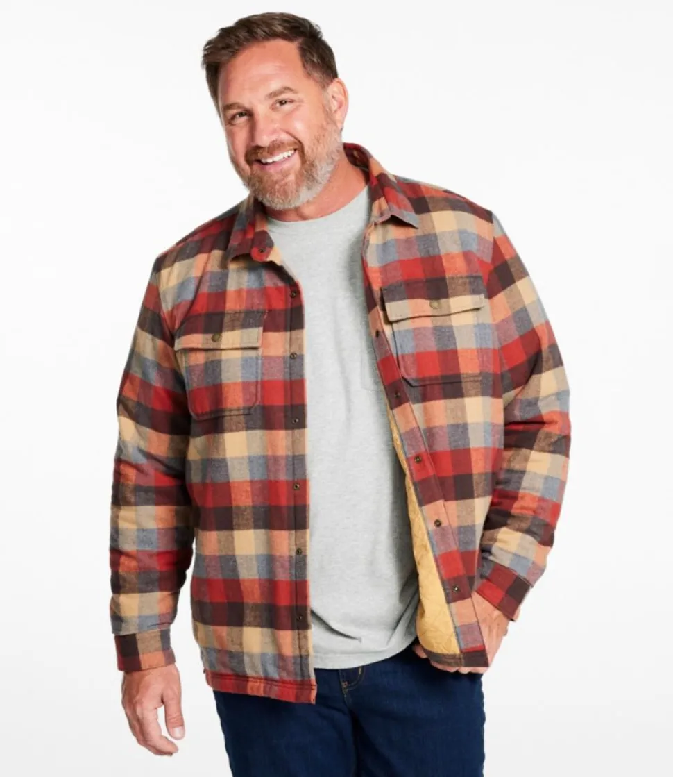 Flash Sale L.L.Bean "Men's PrimaLoft Lined Chamois Shirt Jac, Traditional Untucked Fit, Plaid"