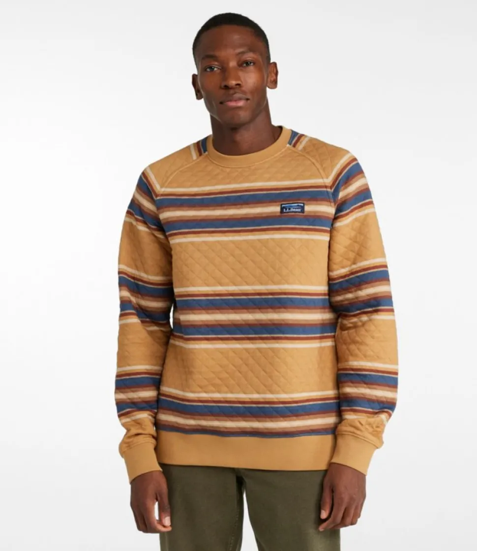 Flash Sale L.L.Bean "Men's Quilted Sweatshirt, Crewneck, Stripe" BarleyMulti