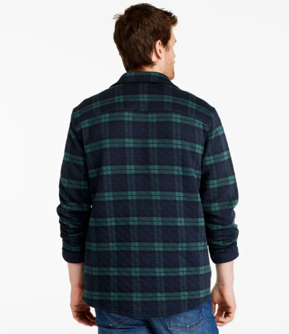 Discount L.L.Bean "Men's Quilted Sweatshirts, Snap Overshirt, Plaid" Blackwatch