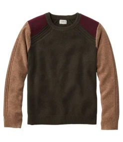 Hot L.L.Bean "Men's Rangeley Merino Sweater, Crewneck, Colorblock" Loden/TaupeHeather