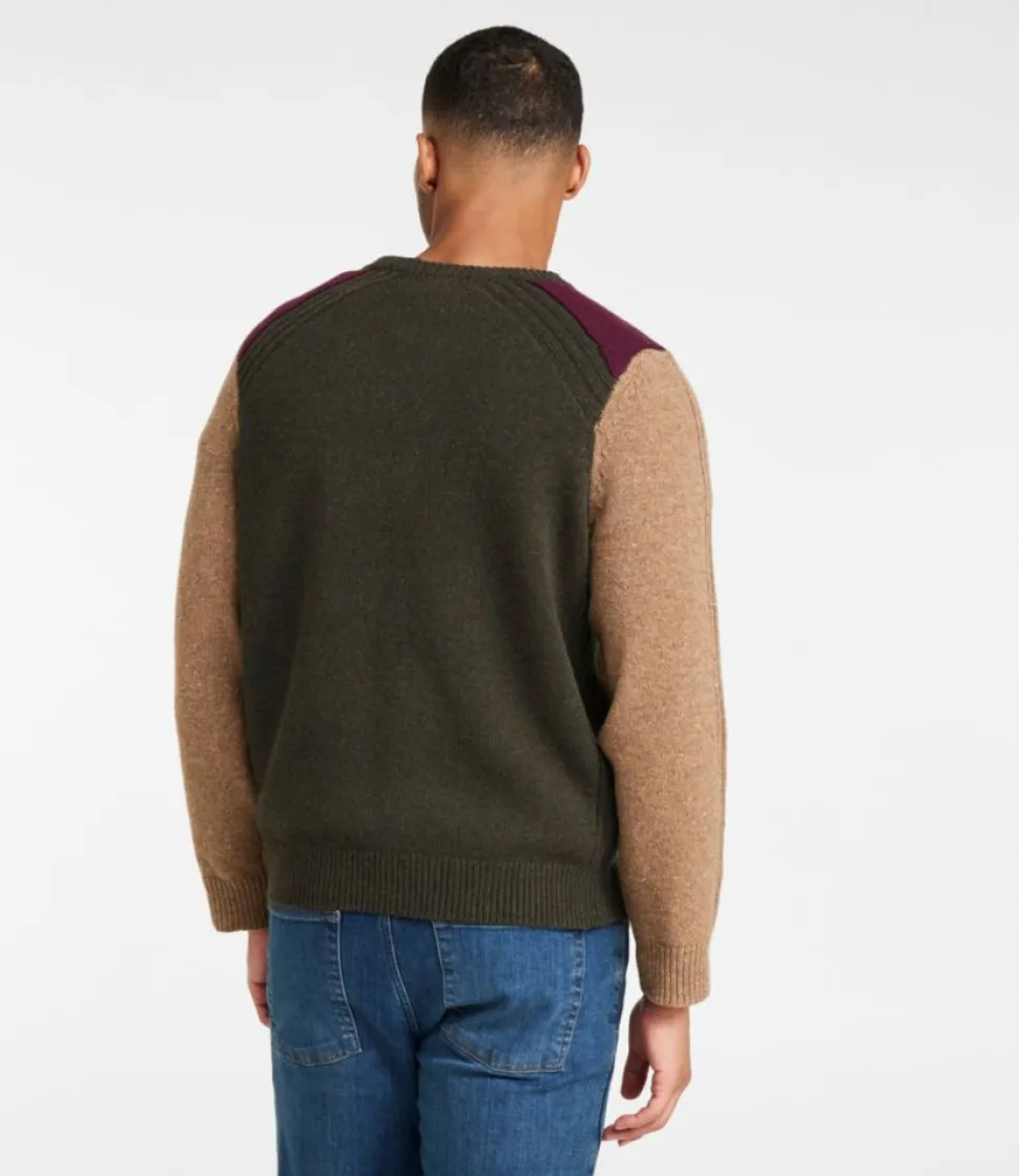Hot L.L.Bean "Men's Rangeley Merino Sweater, Crewneck, Colorblock" Loden/TaupeHeather