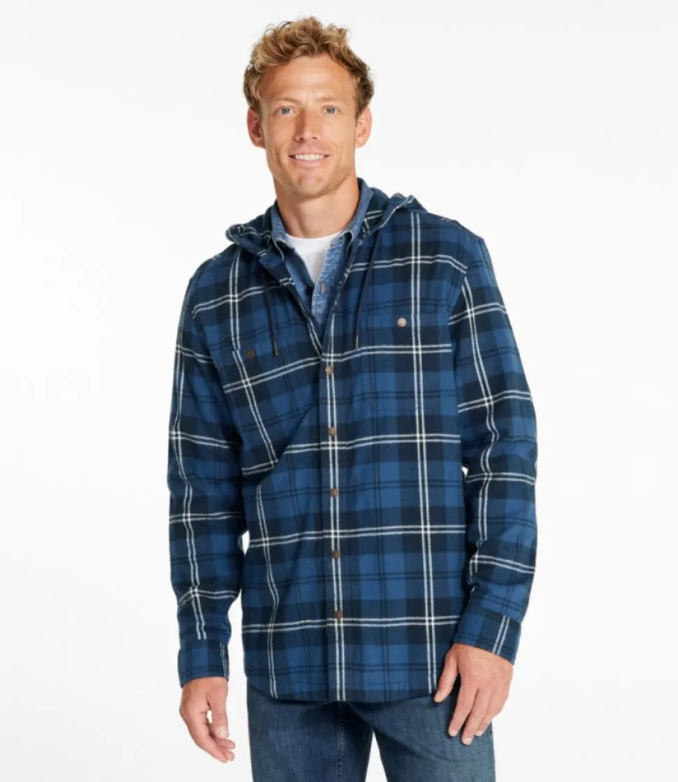 Discount L.L.Bean "Men's Scotch Plaid Flannel Hooded Shirt, Slightly Fitted"