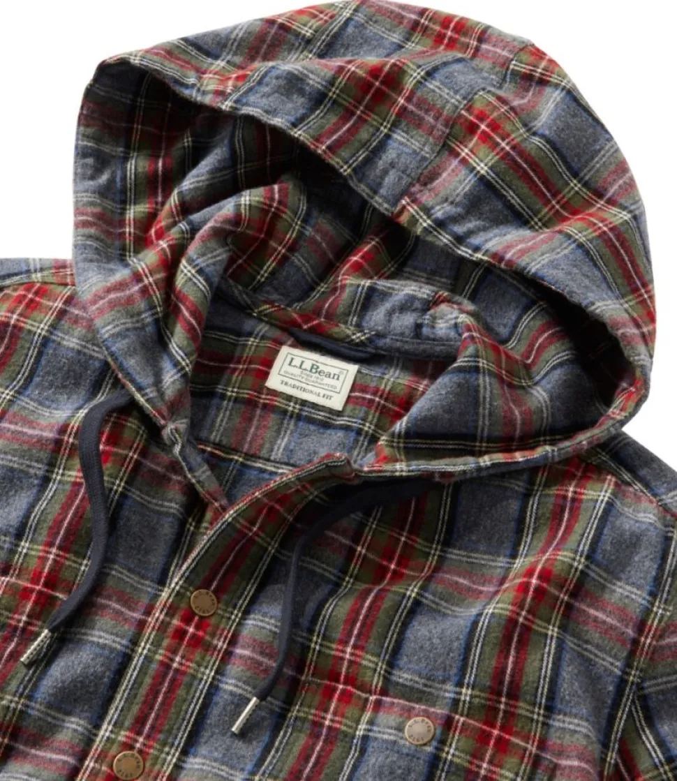 Discount L.L.Bean "Men's Scotch Plaid Flannel Hooded Shirt, Slightly Fitted"