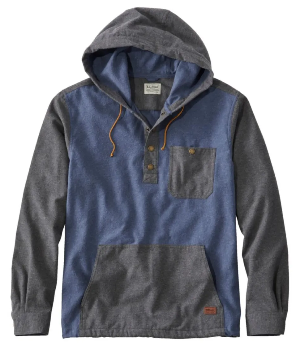 Outlet L.L.Bean "Men's Scotch Plaid Flannel Shirt, Anorak, Traditional Fit, Colorblock" Indigo