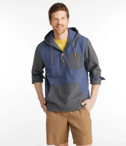 Outlet L.L.Bean "Men's Scotch Plaid Flannel Shirt, Anorak, Traditional Fit, Colorblock" Indigo