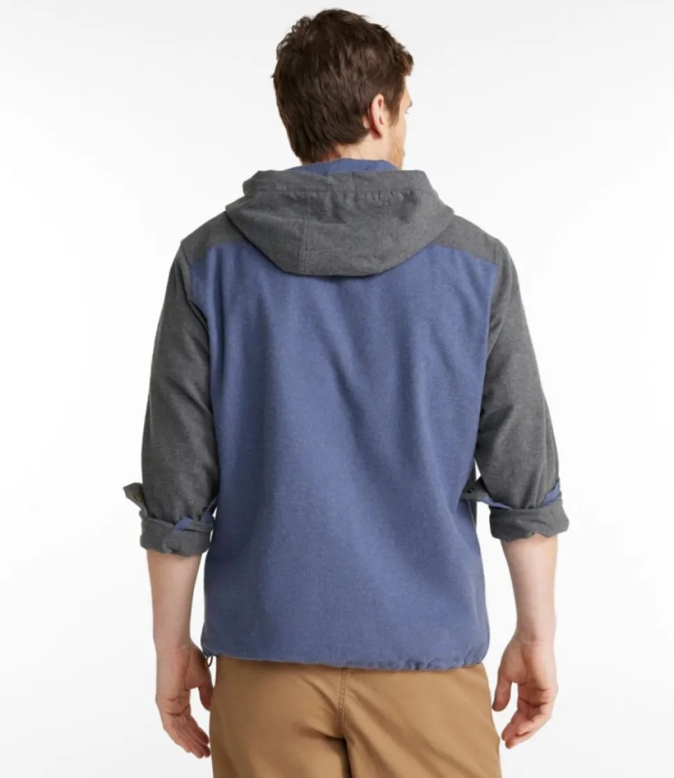 Outlet L.L.Bean "Men's Scotch Plaid Flannel Shirt, Anorak, Traditional Fit, Colorblock" Indigo