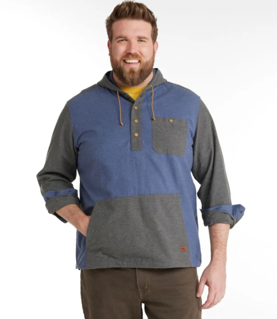 Outlet L.L.Bean "Men's Scotch Plaid Flannel Shirt, Anorak, Traditional Fit, Colorblock" Indigo