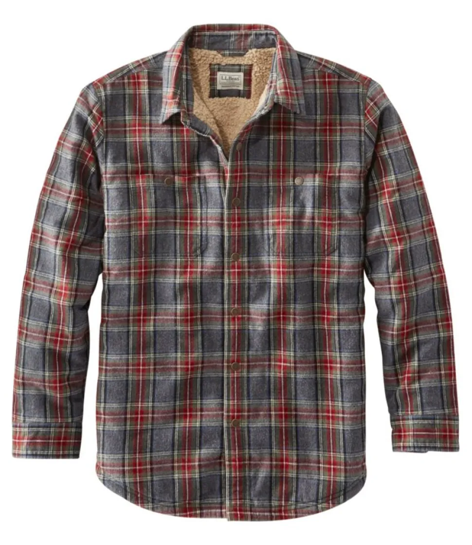 Hot L.L.Bean "Men's Sherpa-Lined Scotch Plaid Shirt, Slightly Fitted"