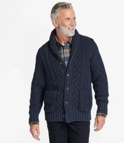 Shop L.L.Bean "Men's Signature Cotton Fisherman Sweater, Shawl-Collar Cardigan"