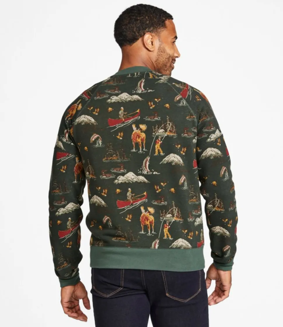 Sale L.L.Bean "Men's Signature Heritage Sweatshirt, Crewneck, Print" PaleOliveCamo