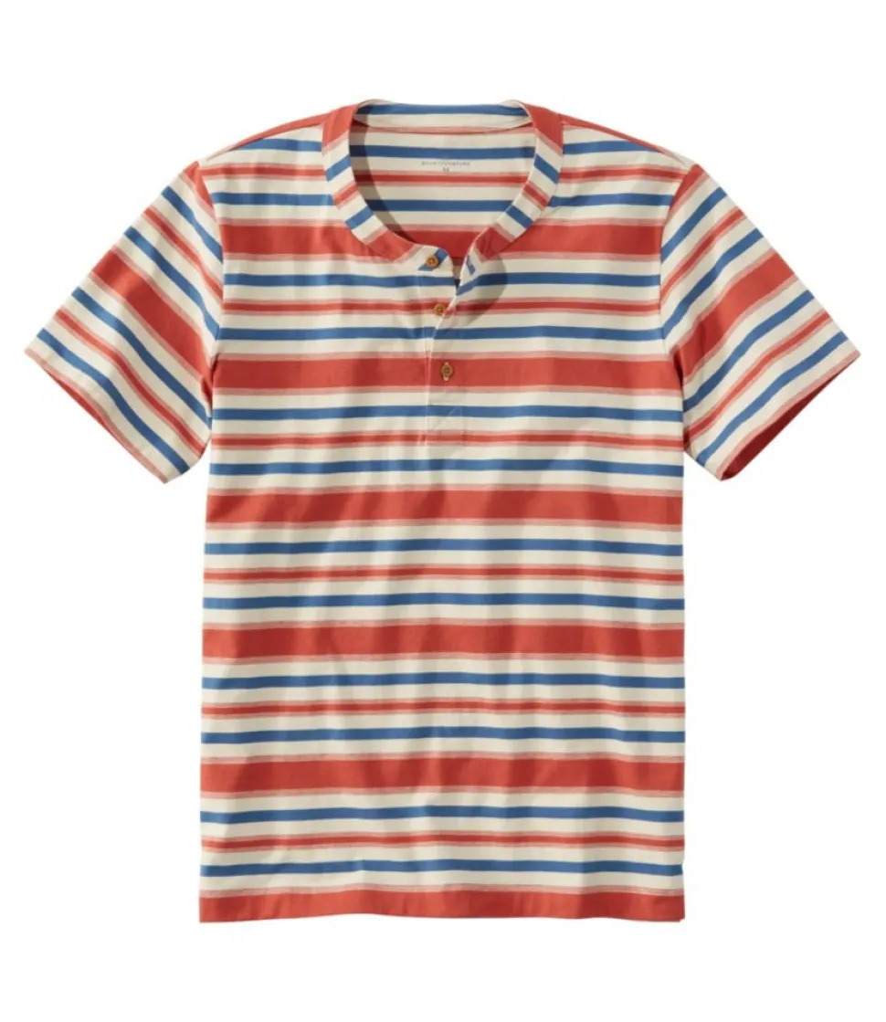 Best L.L.Bean "Men's Signature Rangeley Cotton Henley, Short-Sleeve" CreamStripe