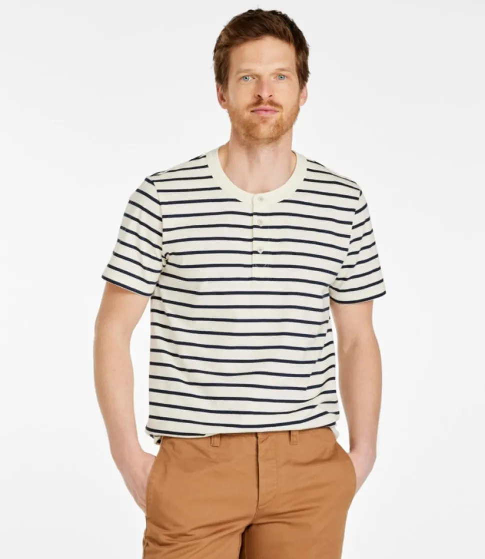 Best L.L.Bean "Men's Signature Rangeley Cotton Henley, Short-Sleeve" CreamStripe