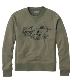 Flash Sale L.L.Bean "Men's Signature Rugged Crewneck Sweatshirt, Print" DustyOlive/Dogs