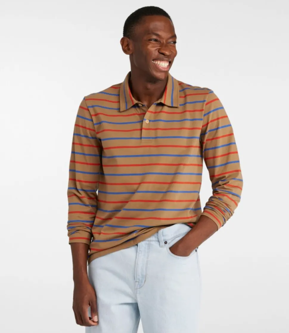 Shop L.L.Bean "Men's Signature Stonecoast Polo, Long-Sleeve, Stripe" WalnutStripe