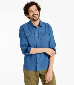 Sale L.L.Bean "Men's Signature Washed Indigo Shirt, Long-Sleeve"
