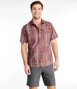 Hot L.L.Bean "Men's SunSmart® Cool Weave Shirt Short-Sleeve" RussetClay/SeaGreen