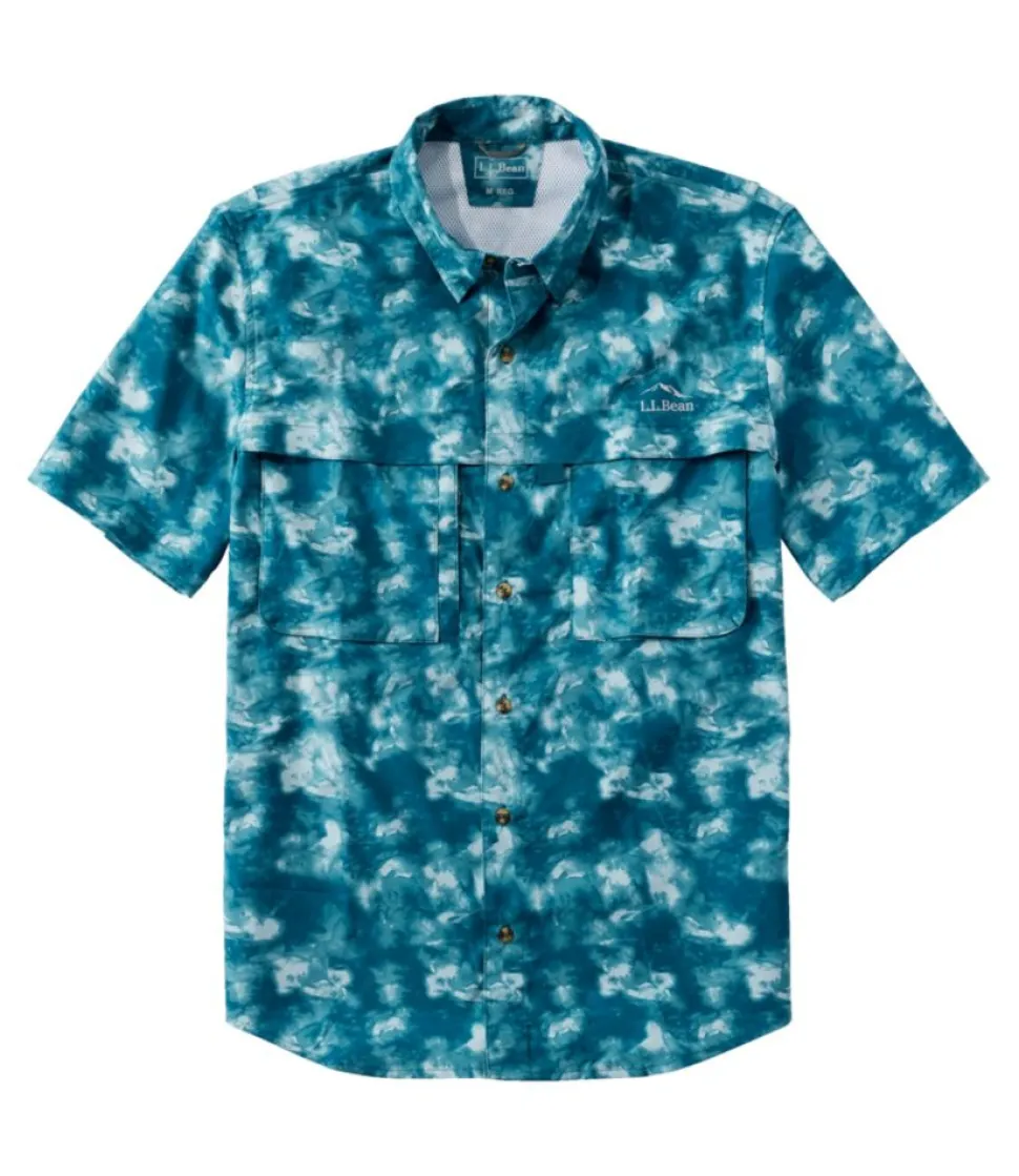 Outlet L.L.Bean "Men's Tropicwear Shirt, Short-Sleeve Print" DeepwaterBlueWatercamo